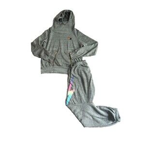 Aviator Nation Gray Hoodie with Rainbow Accents